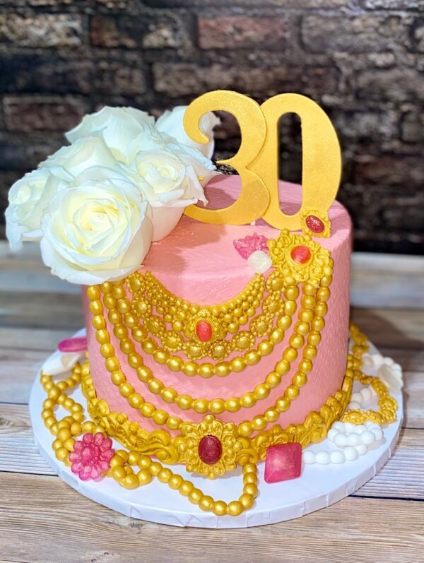 Edible sugar jewelry cake for 30th birthday