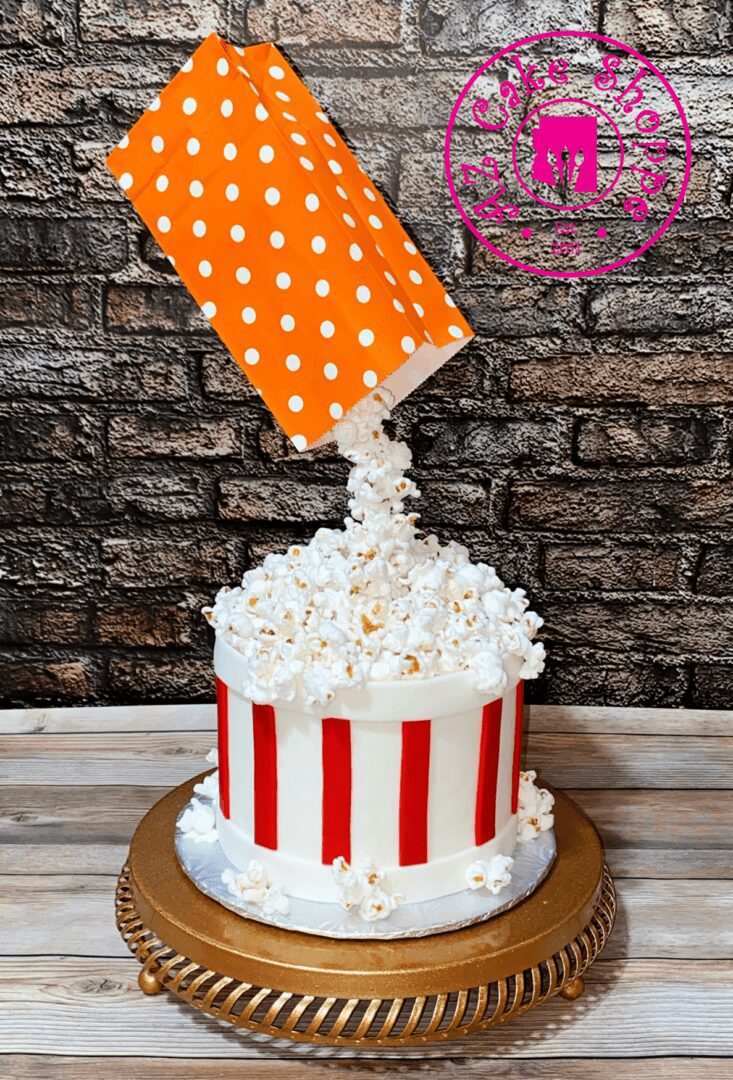 Gravity Defying popcorn cake for kids birthday party
