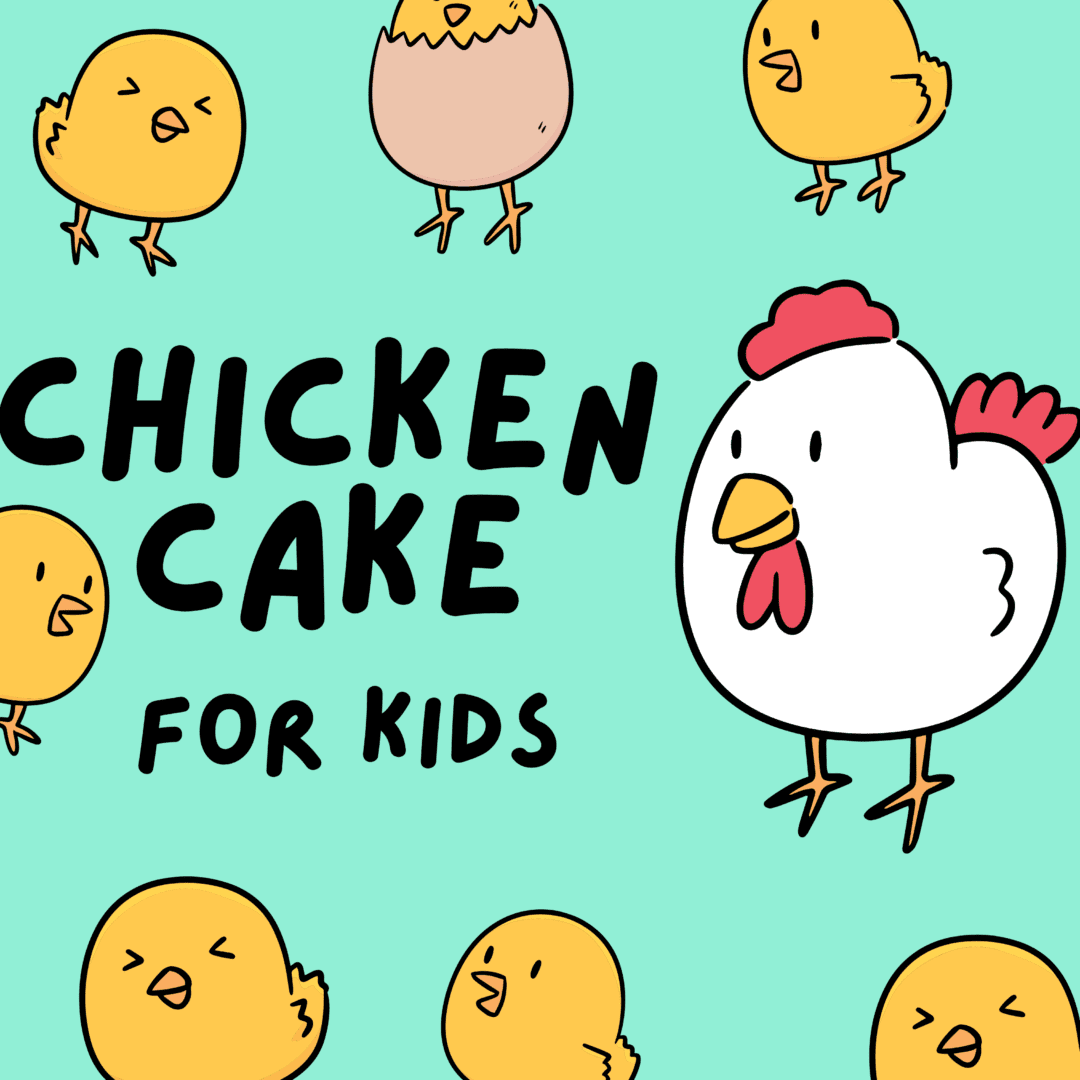 Chicken Cake for Kids Template on a Teal Background
